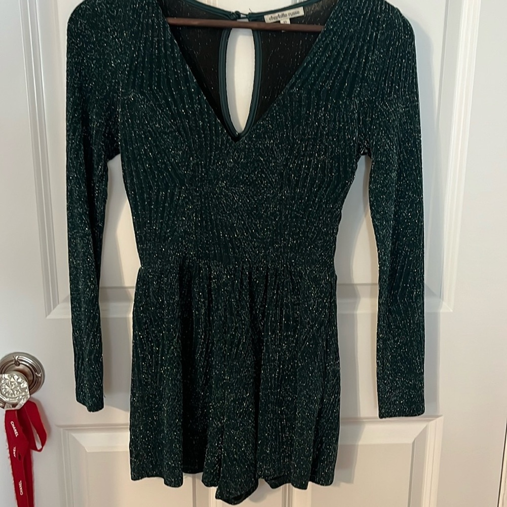 Charlotte Russe Glittery Green romper.  Size XS. Worn once!